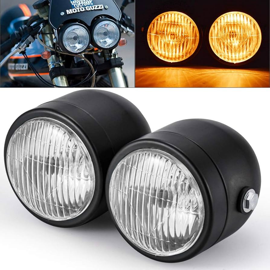 Amazon.com: KATUR Twin Headlight Motorcycle Black Dual Round